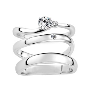 遇見愛 鉑金(白金)鑽石結婚對戒(三件組)
