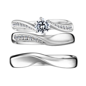 愛的禮物 鉑金(白金)鑽石結婚套戒(三件組)