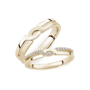 交織的愛 黃金(14K金)鑽石結婚對戒