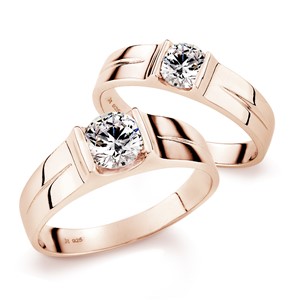 讓我在你身邊 玫瑰金(18K金)鑽石結婚對戒