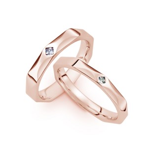 愛的練習題 玫瑰金(18K金)鑽石結婚對戒