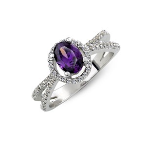 7mm紫鑽奢華精選 純銀 女款戒指飾品