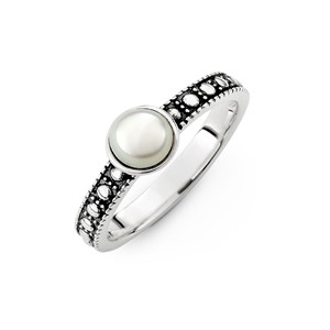 優雅珍珠染黑 925純銀 女款戒指飾品