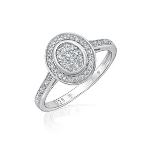 氣勢橢圓鑽台奢華珠寶 925純銀 女款戒指飾品