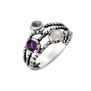 天然石精靈個性麻繩 925純銀 女款戒指飾品